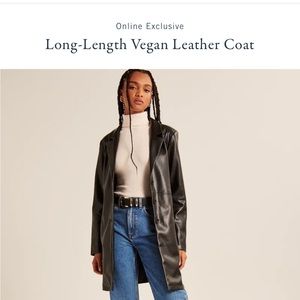 Abercrombie vegan leather long jacket size L